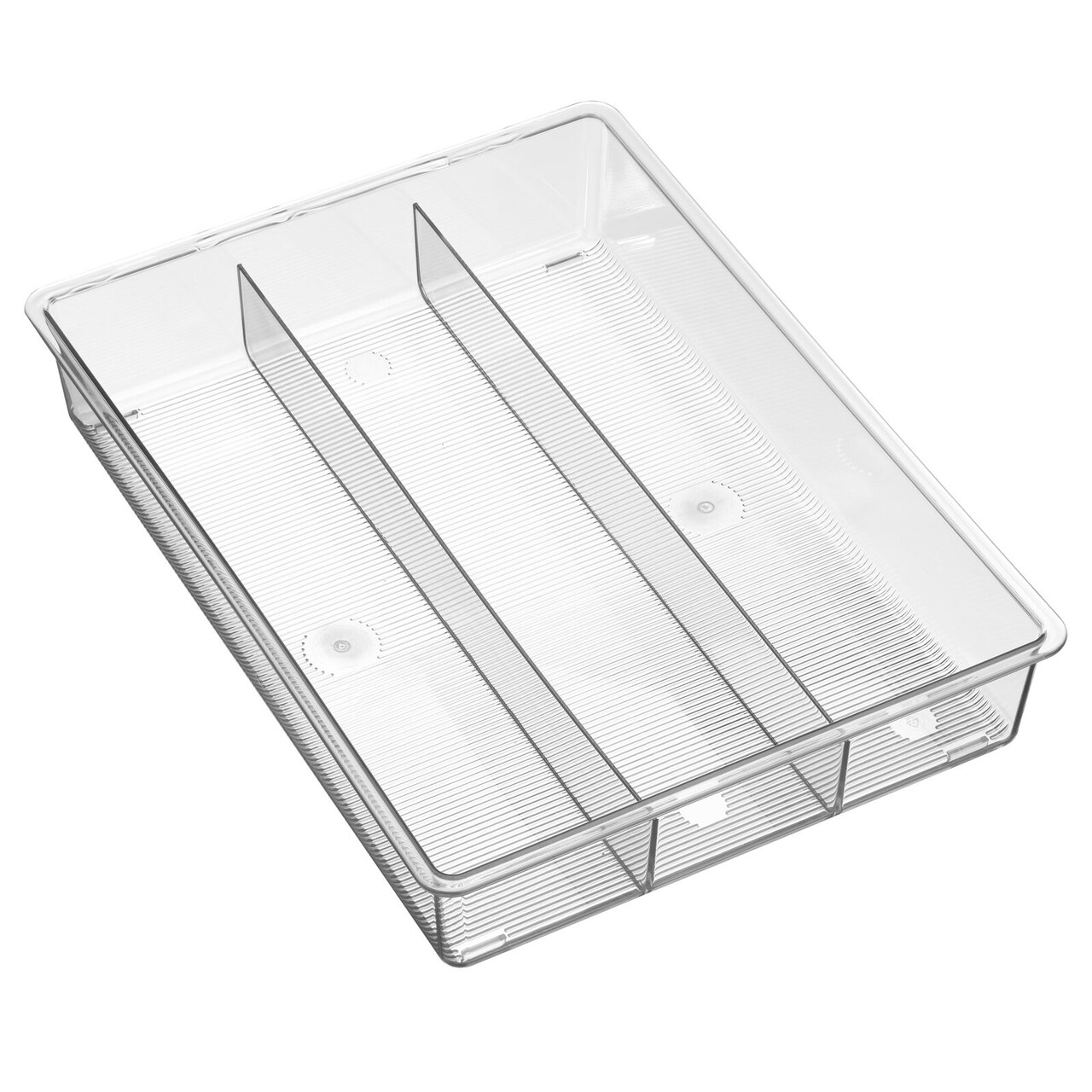 mDesign Plastic 3-Section In-Drawer Kitchen Utensil Organizer Tray
